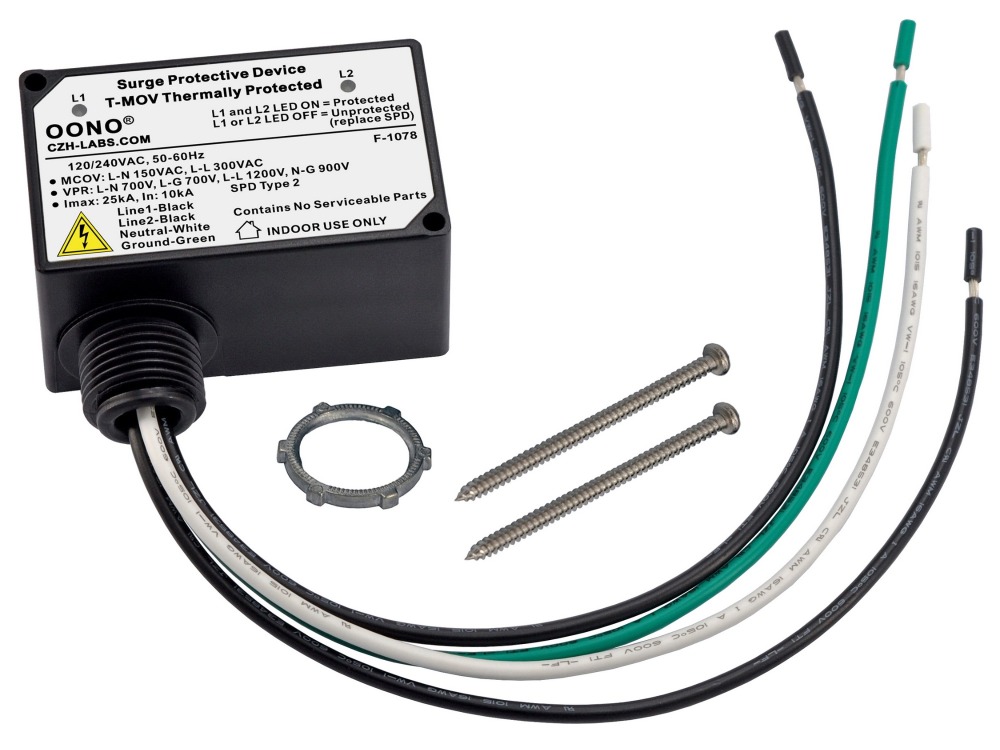 Split-phase 120/240VAC SPD Surge Protective Device, T-MOV Thermally Protected