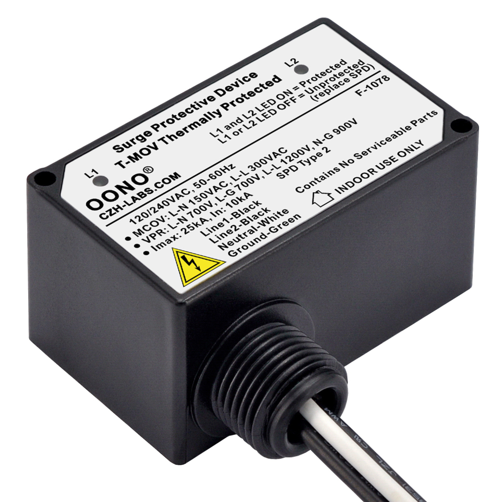 Split-phase 120/240VAC SPD Surge Protective Device, T-MOV Thermally Protected