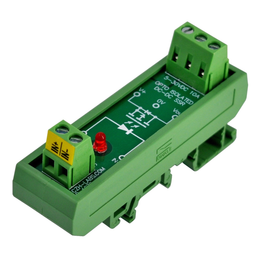DC-DC 10Amp Isolated SSR Module, DIN Rail Mount Solid State Relay, Fast Turn-on/off