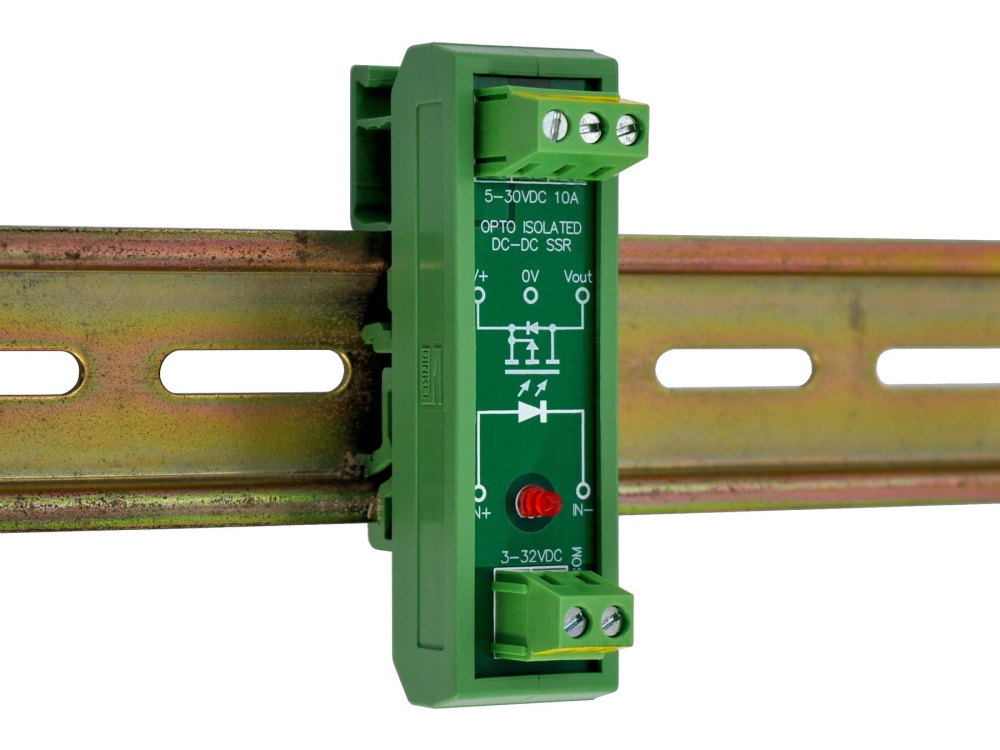 DC-DC 10Amp Isolated SSR Module, DIN Rail Mount Solid State Relay, Fast Turn-on/off