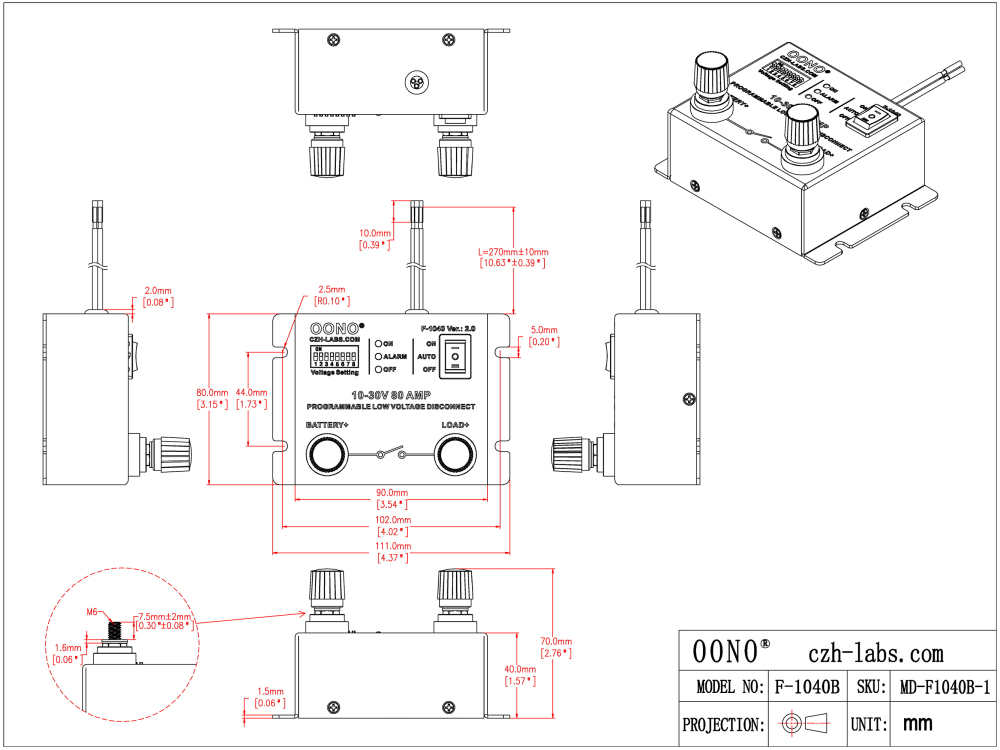 10-30V 80Amp Low Voltage Disconnect LVD Module, for 12V 18V 24V Battery, VER: 2.0
