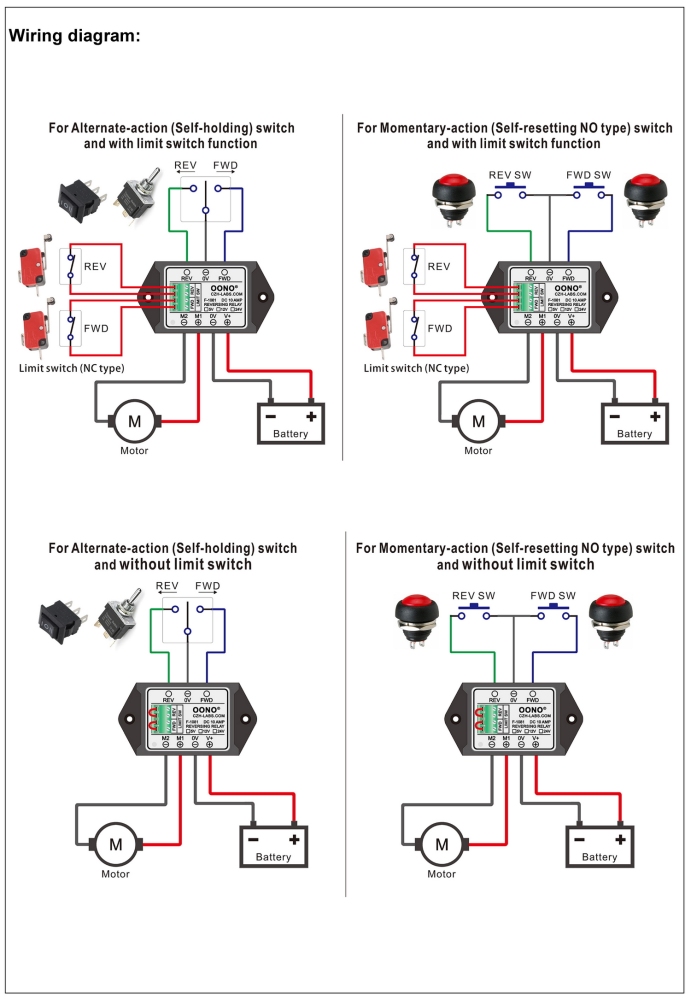 24V 10Amp Reversing Relay Module, Support Limit Switch, for Motor / Linear Actuator