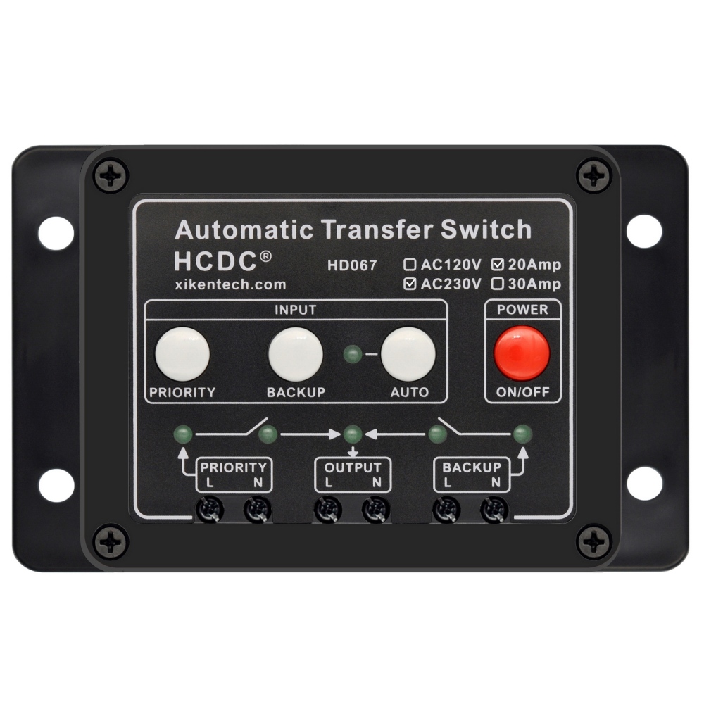 Automatic Transfer Switch, AC230V 20A, ATS Auto Transfer Switch, HCDC HD067