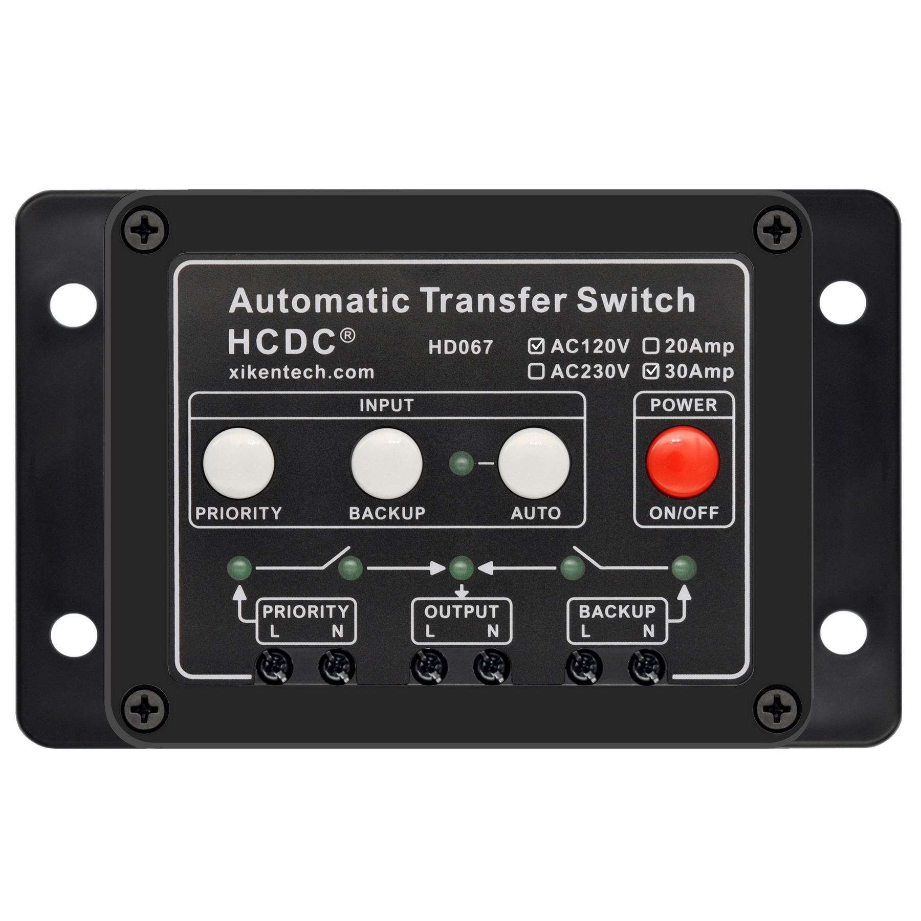 Automatic Transfer Switch, AC120V 30A, ATS Auto Transfer Switch, HCDC HD067
