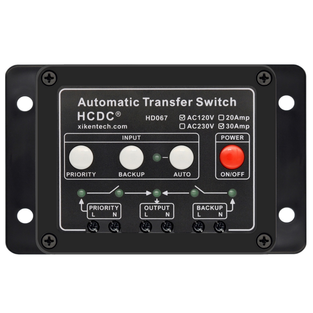Automatic Transfer Switch, AC120V 30A, ATS Auto Transfer Switch, HCDC HD067