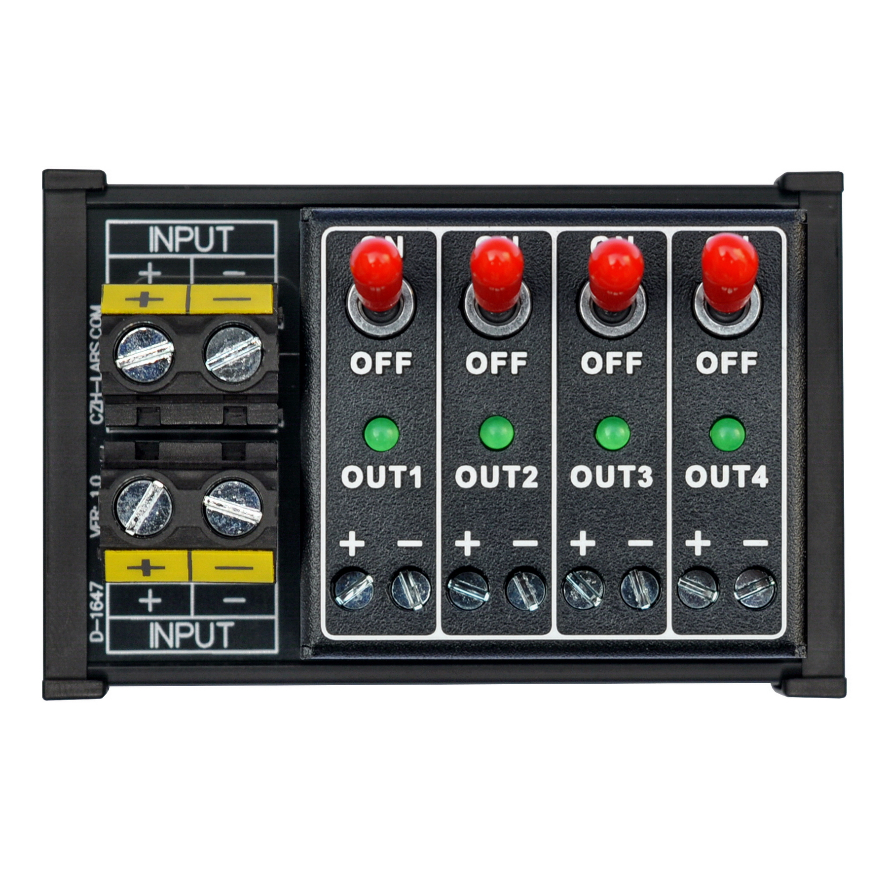 Channel Toogle DC 4 Channel Toggle Switch Power Distribution Module, DIN Rail Mount