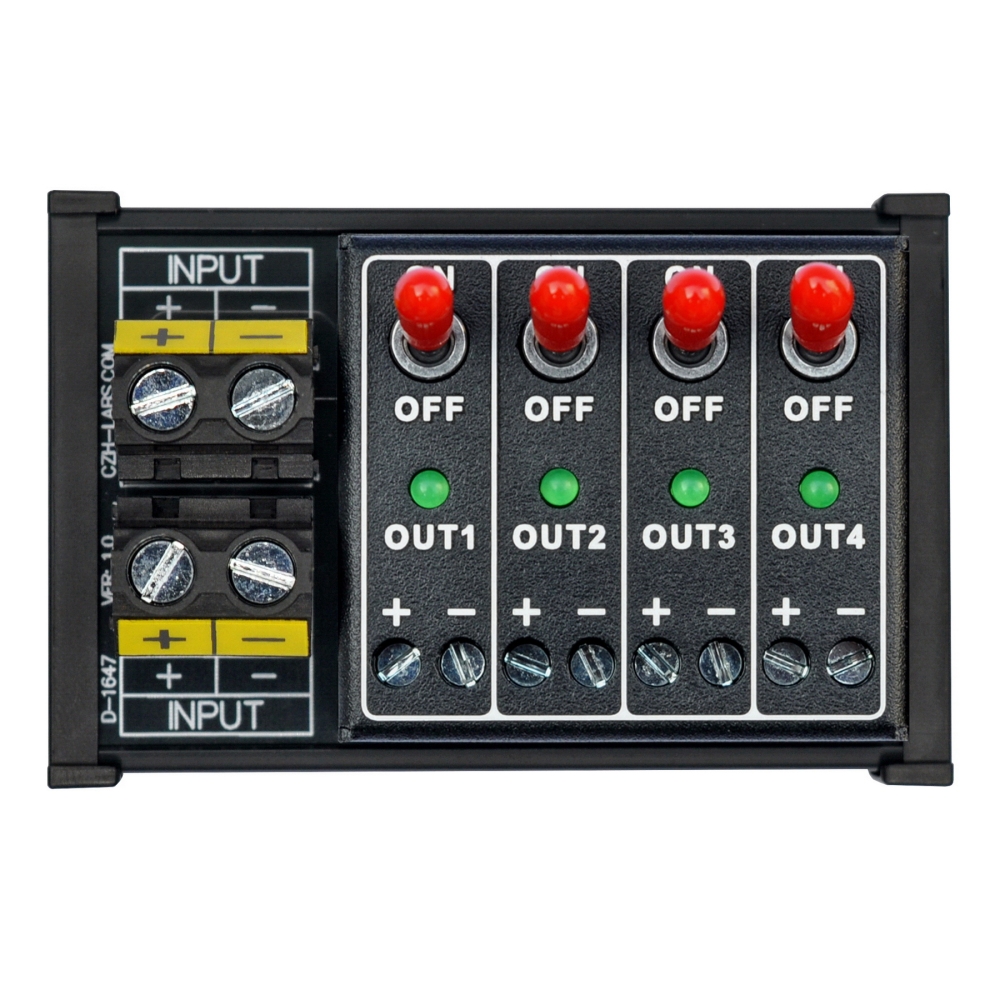 DC 4 Channel Toggle Switch Power Distribution Module, DIN Rail Mount