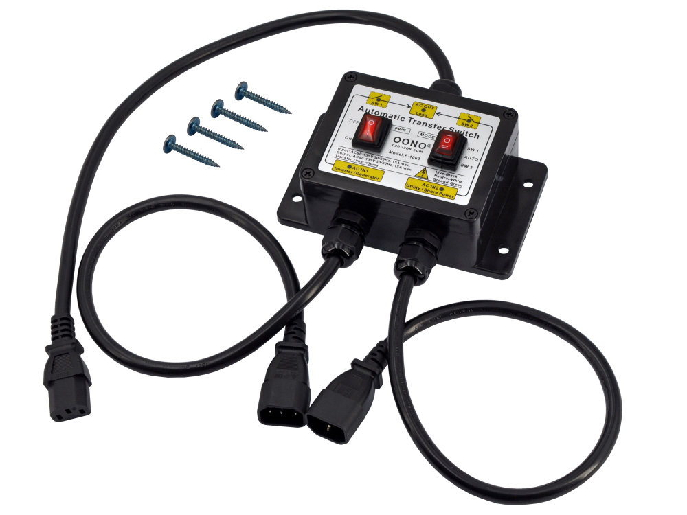 Manual and Automatic Transfer Switch, AC120V 15A IEC320 C14 C13, ATS Auto Transfer Switch