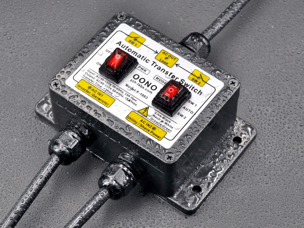 Manual and Automatic Transfer Switch, AC120V 15A NEMA 5-15P 5-15R, ATS Auto Transfer Switch