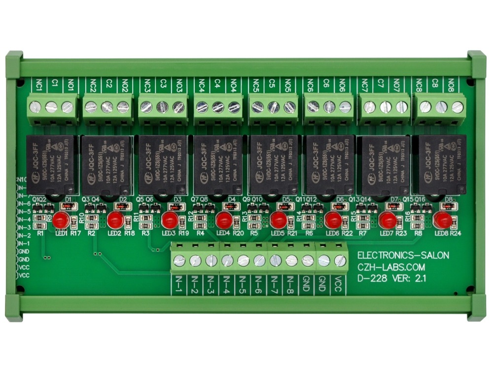 ELECTRONICS-SALON DIN Rail Mount 8 SPDT Power Relay Interface Module. (Operating Voltage: DC 5V)