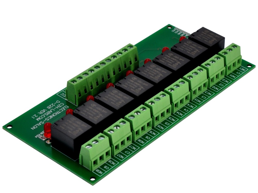 ELECTRONICS-SALON 8 Channel 10Amp SPDT Power Relay Module Board (Operating Voltage: DC 12V)