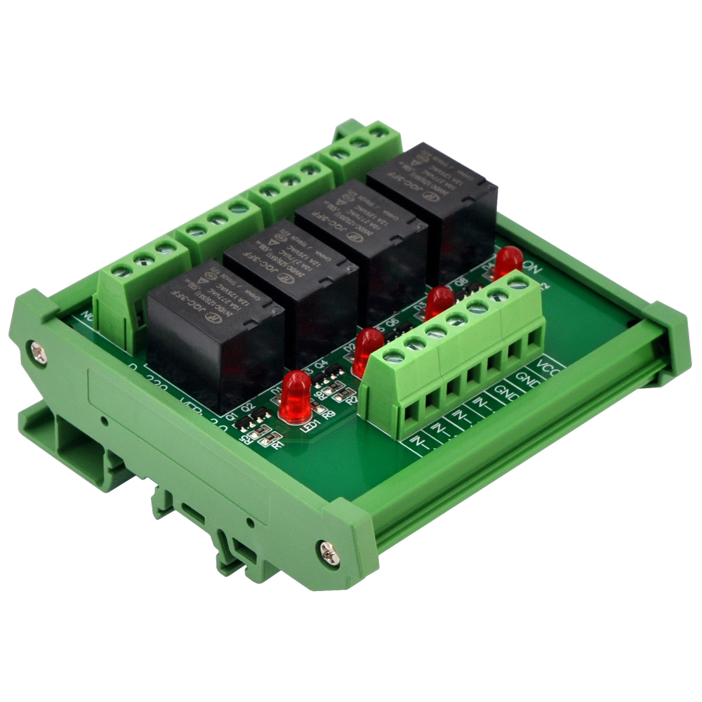 ELECTRONICS-SALON DIN Rail Mount 4 SPDT 10Amp Power Relay Interface Module, DC 24V Version.