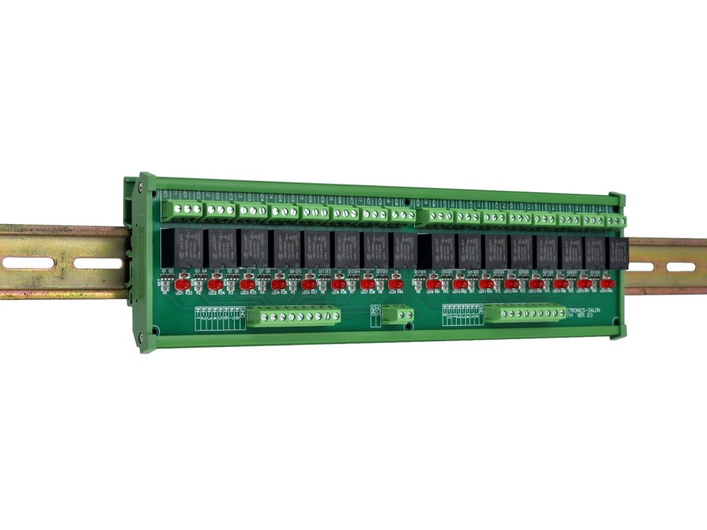 ELECTRONICS-SALON DIN Rail Mount 16 SPDT 10Amp Power Relay Interface Module, DC 5V Version.