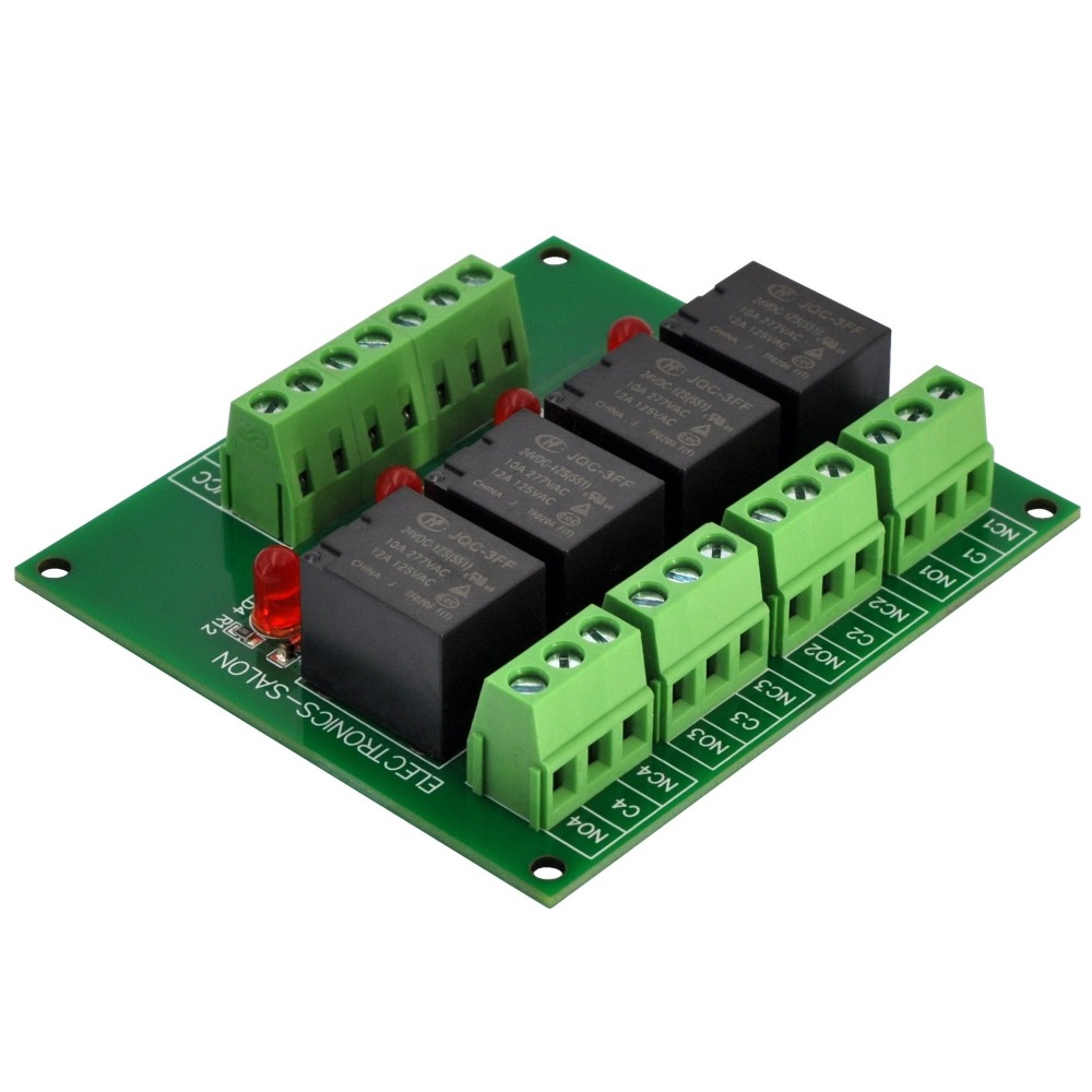 ELECTRONICS-SALON 4 SPDT 10Amp Power Relay Module, DC 24V Version.