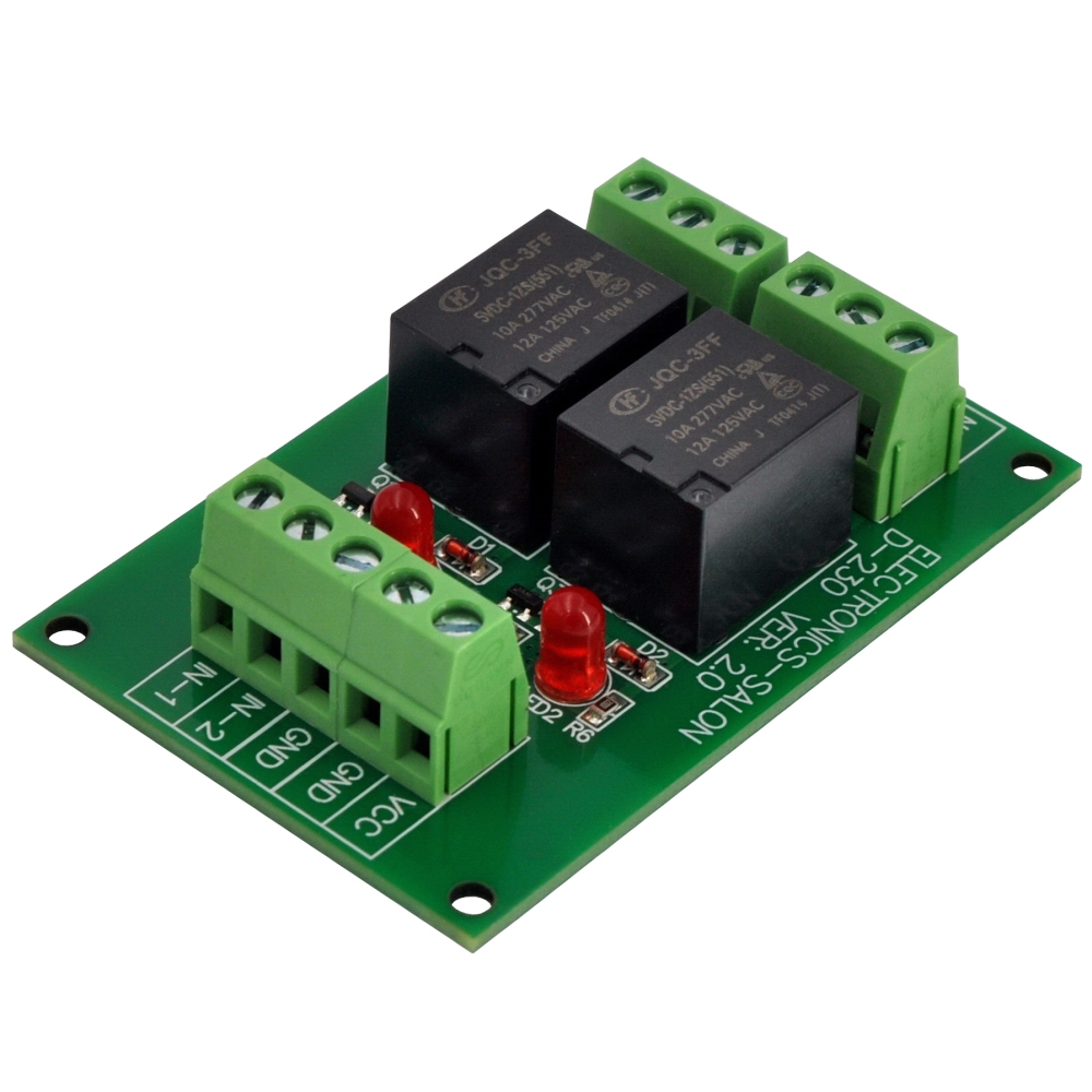 ELECTRONICS-SALON 2 SPDT 10Amp Power Relay Module, DC 5V Version.
