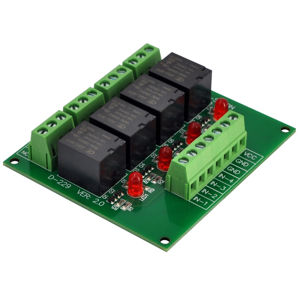 ELECTRONICS-SALON 4 SPDT 10Amp Power Relay Module, DC 12V Version.
