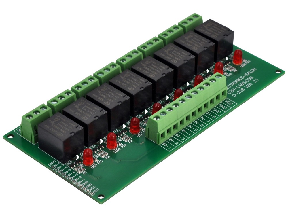 ELECTRONICS-SALON 8 Channel 10Amp SPDT Power Relay Module Board (Operating Voltage: DC 12V)