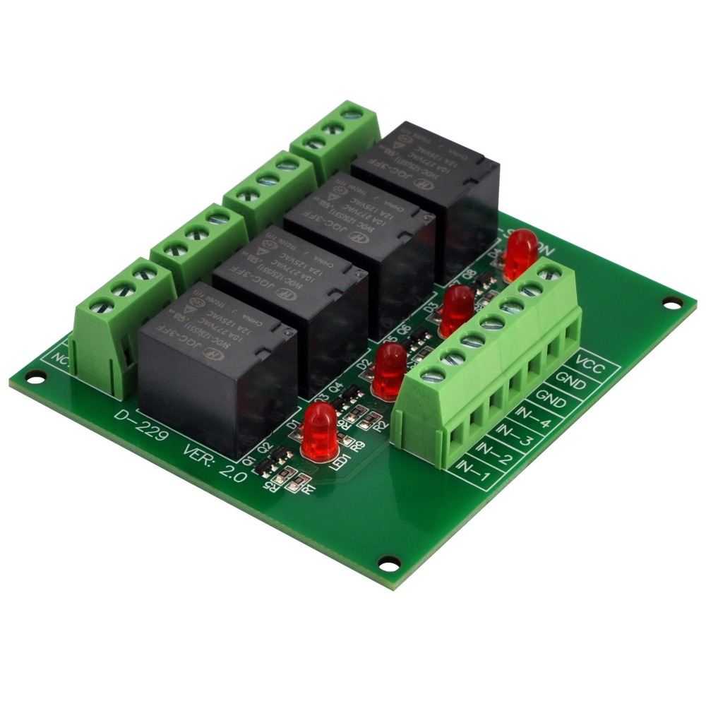 ELECTRONICS-SALON 4 SPDT 10Amp Power Relay Module, DC 5V Version.