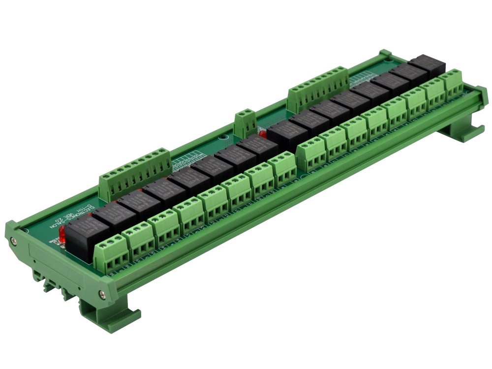 ELECTRONICS-SALON DIN Rail Mount 16 SPDT 10Amp Power Relay Interface Module, DC 5V Version.