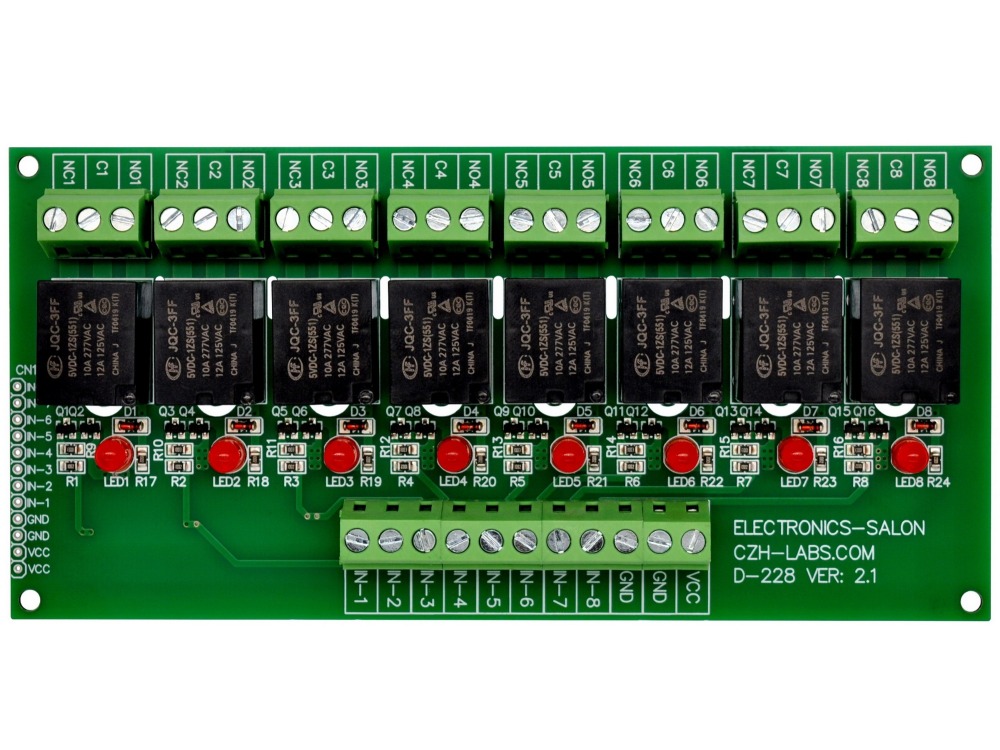 ELECTRONICS-SALON 8 Channel 10Amp SPDT Power Relay Module Board (Operating Voltage: DC 5V)