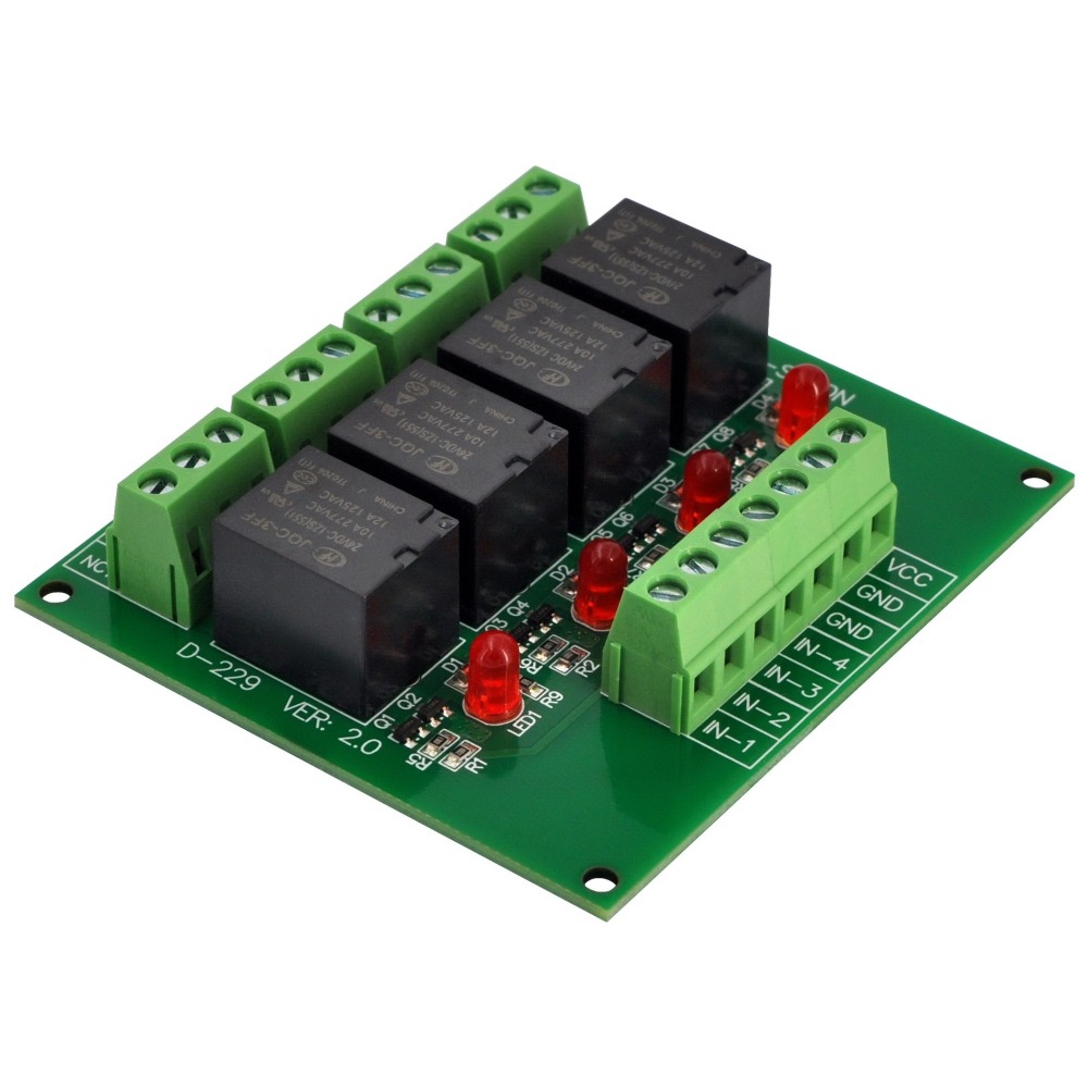 ELECTRONICS-SALON 4 SPDT 10Amp Power Relay Module, DC 24V Version.
