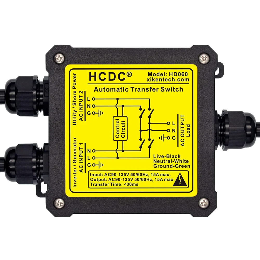 AC120V 15Amp Automatic Transfer Switch, ATS Auto Transfer Switch HCDC ...
