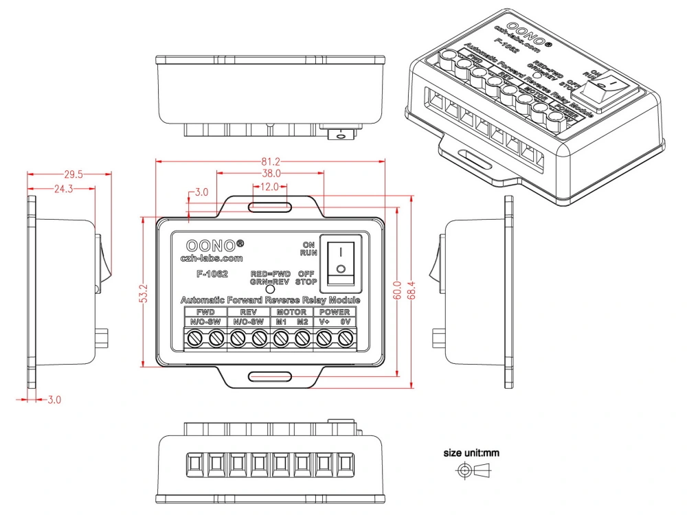 Automatic Forward Reverse Relay Module, 12VDC / 8Amp, for Cyclically ...
