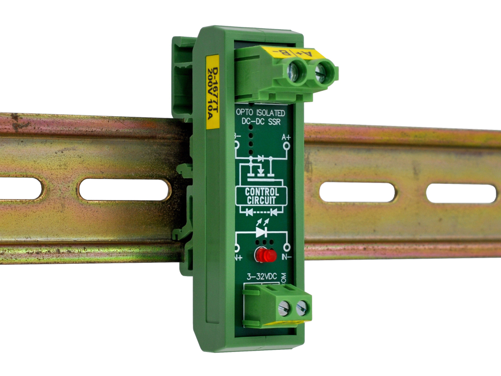 DC-DC 25Amp 200V Isolated SSR Module, DIN Rail Mount Solid State Relay