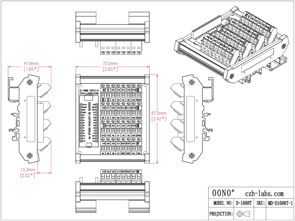 DIN Rail Mount Screw Terminal Block Breakout Board Module for STM32 ...