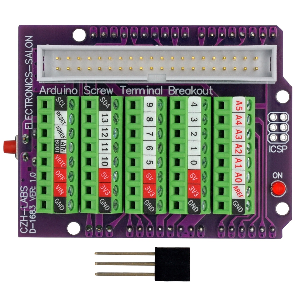 Screw Terminal Block Breakout Module for Arduino UNO R4 R3 R2 Zero, Electronics-Salon D-1683