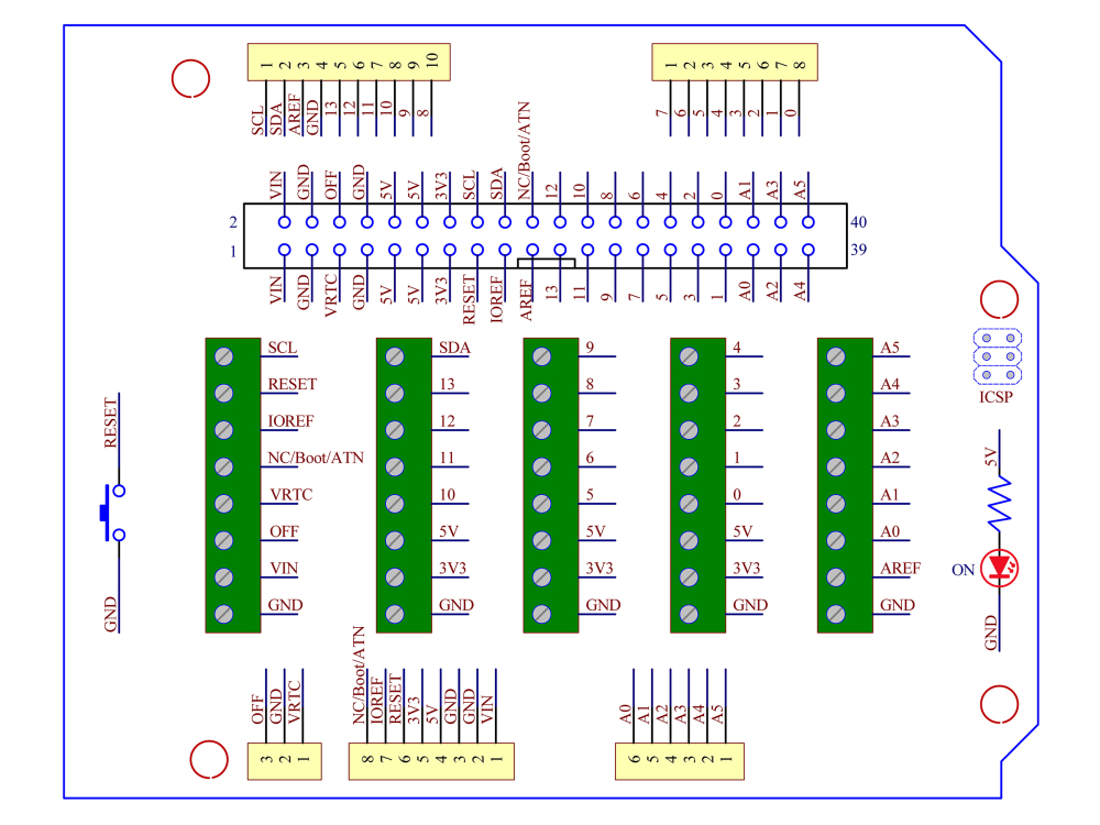 Screw Terminal Block Breakout Module for Arduino UNO R4 R3 R2 Zero, Electronics-Salon D-1683