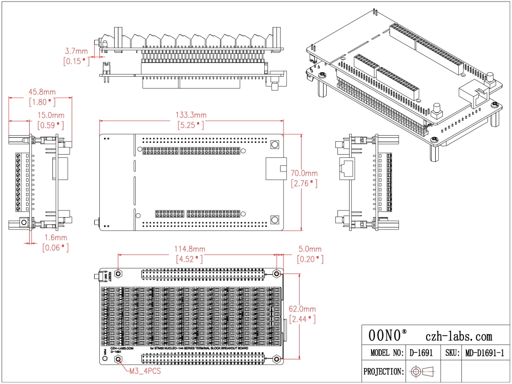 Bottom mount Screw Terminal Block Breakout Board Module For STM32 bottom-mount-screw-terminal-block-breakout-board-module-for-stm32