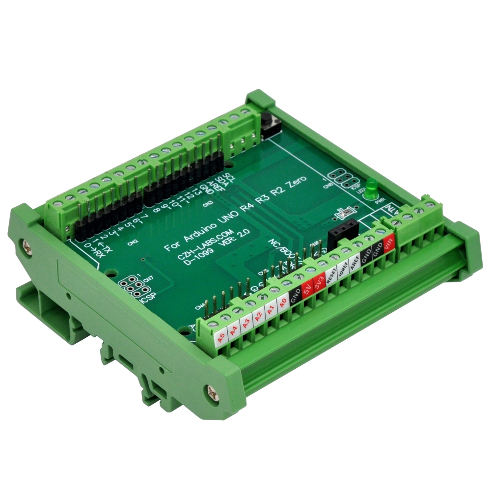 DIN Rail Mount Screw Terminal Block Adapter Module, For Arduino UNO R4 R3 R2 Zero, CZH-LABS D-1099T Ver 2.0