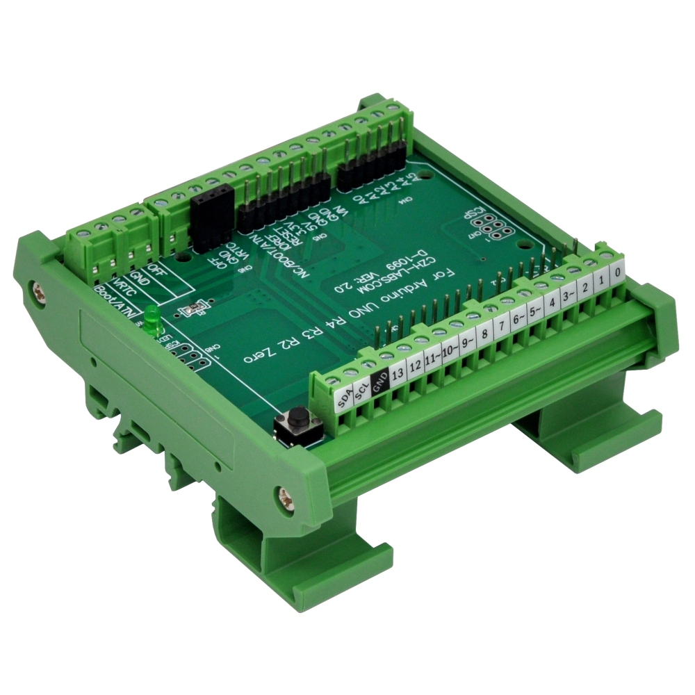 DIN Rail Mount Screw Terminal Block Adapter Module, For Arduino UNO R4 R3 R2 Zero, CZH-LABS D-1099T Ver 2.0