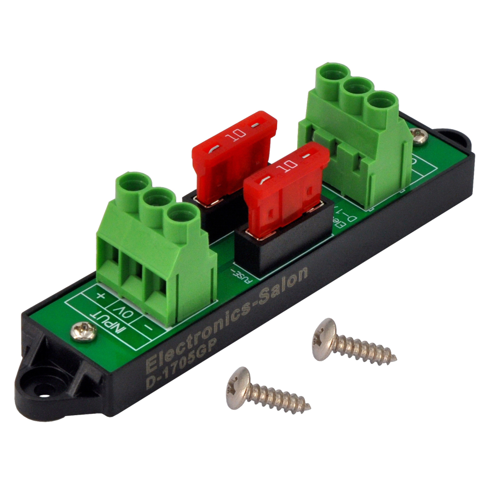 DC +/- Dual Channel 5 to 58V 10Amp ATO Fuse Moudle, Screw Mount, D-1705GP