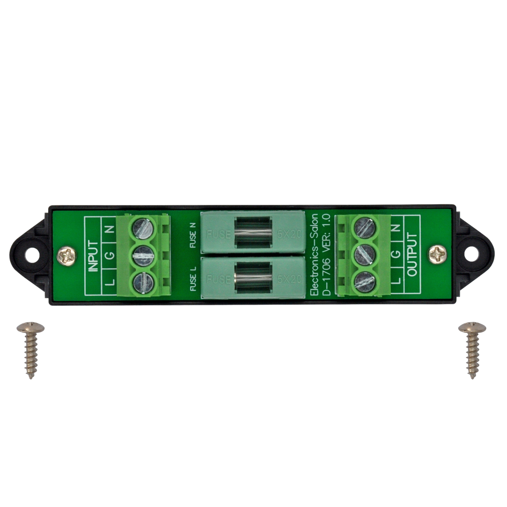 AC Live/Neutral Dual Channel 12 to 250V 6.3Amp Fuse Moudle, Screw Mount, D-1706GP