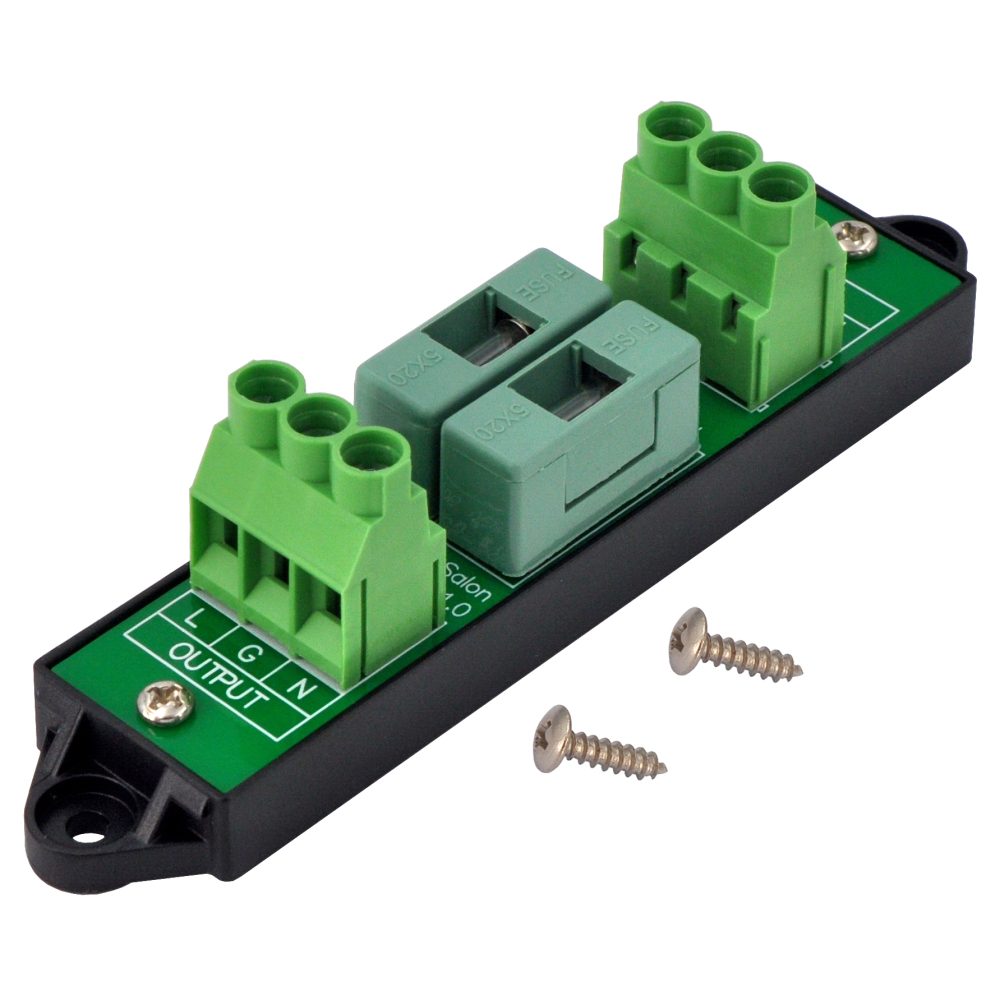 AC Live/Neutral Dual Channel 12 to 250V 6.3Amp Fuse Moudle, Screw Mount, D-1706GP