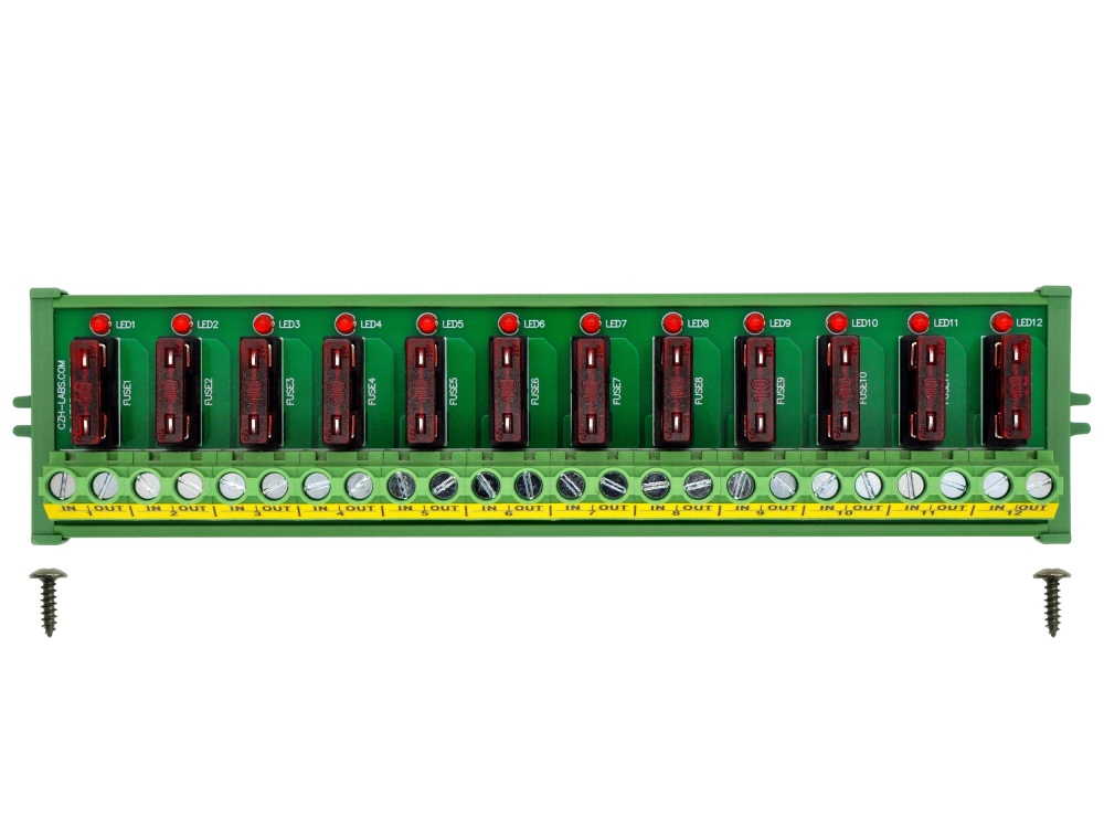 Screw Mount DC 5 - 32V 12 Channel ATO Fuse Module, CZH-LABS D-1708P/32V