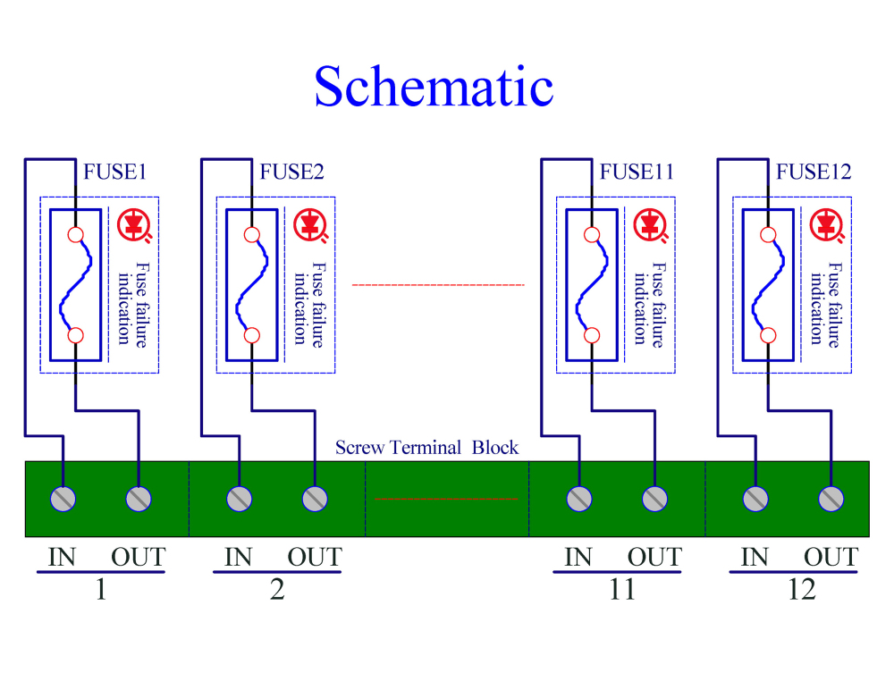 Screw Mount DC 5 - 32V 12 Channel ATO Fuse Module, CZH-LABS D-1708P/32V
