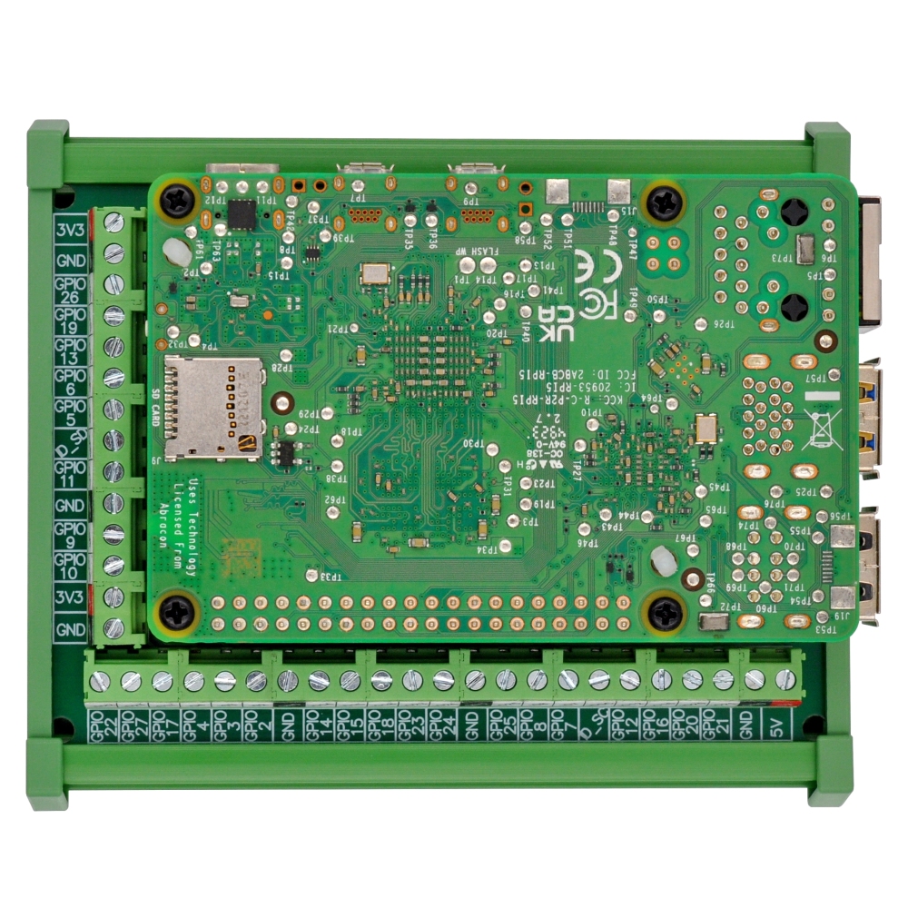 DIN Rail Mount Screw Terminal Block Adapter Module for Raspberry Pi 5 4B 3B+ 3B 3A+ 2B 1B+ 1A+ ZERO-W ZERO-2W