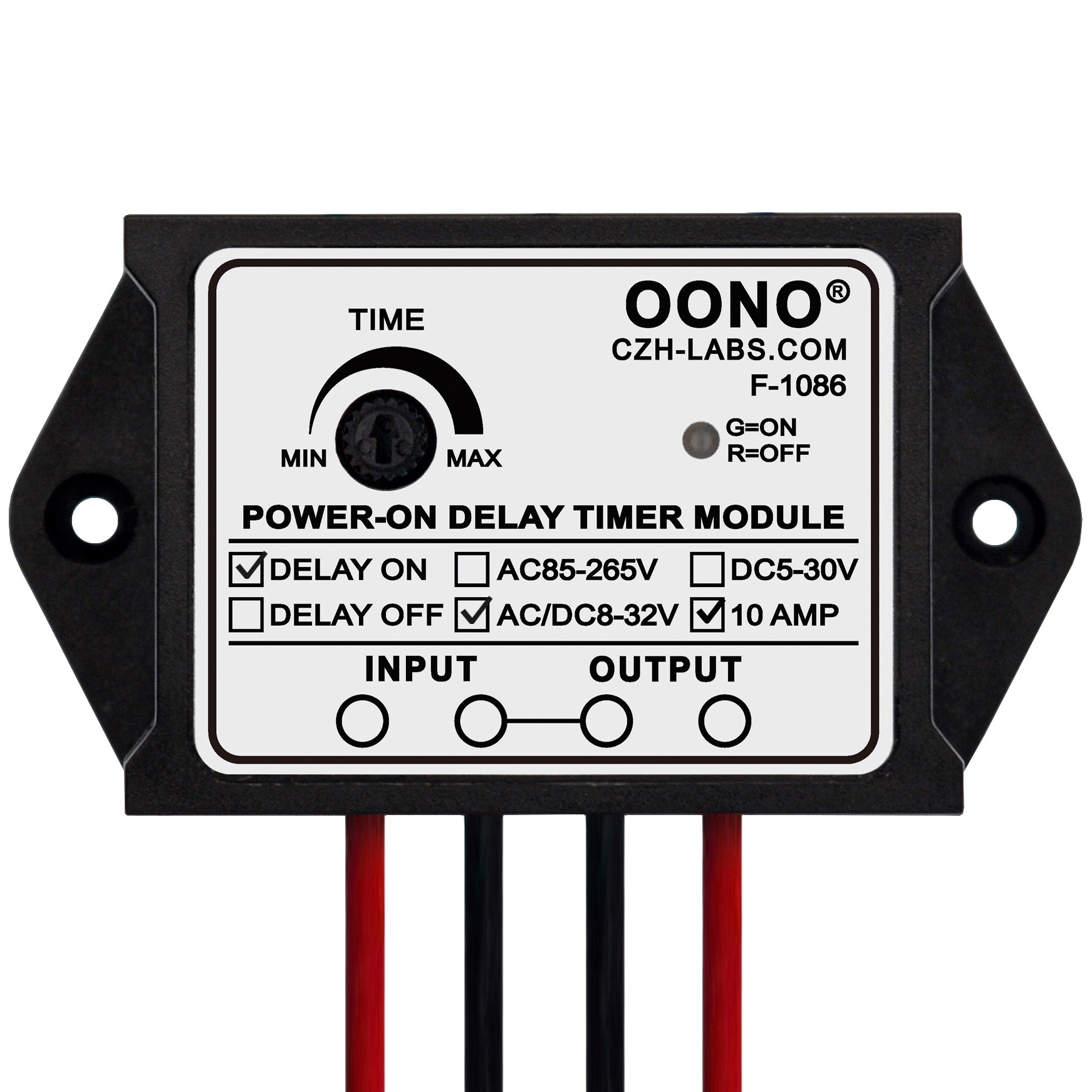 Power-ON Delay ON Timer Relay Module, AC/DC 8-32V 10Amp, Adjust Time 1 ...