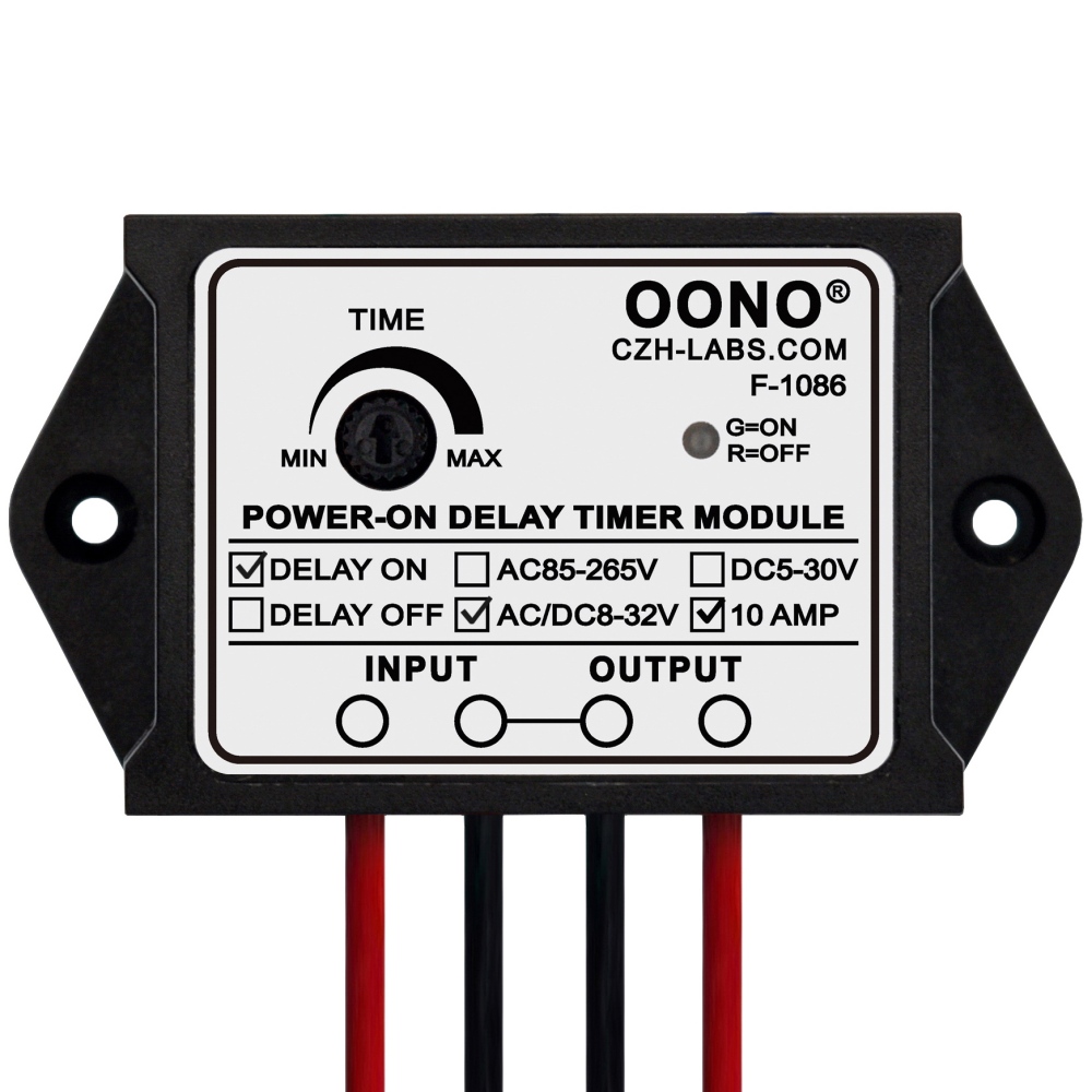 Power-ON Delay ON Timer Relay Module, AC/DC 8-32V 10Amp, Adjust Time 1-100S, F-1086C/100S