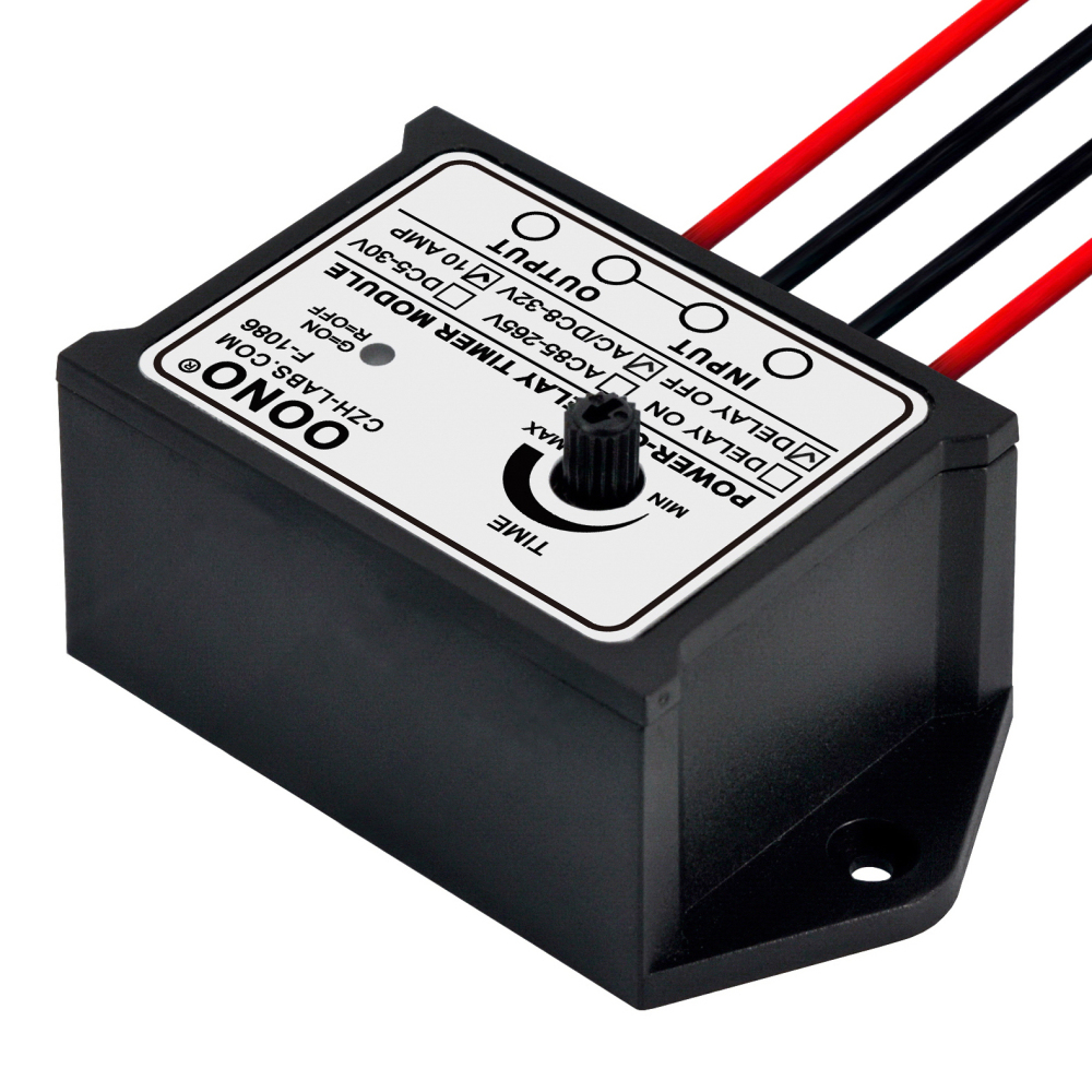Power-ON Delay OFF Timer Relay Module, AC/DC 8-32V 10Amp, Adjust Time 1-100S, F-1086D/100S