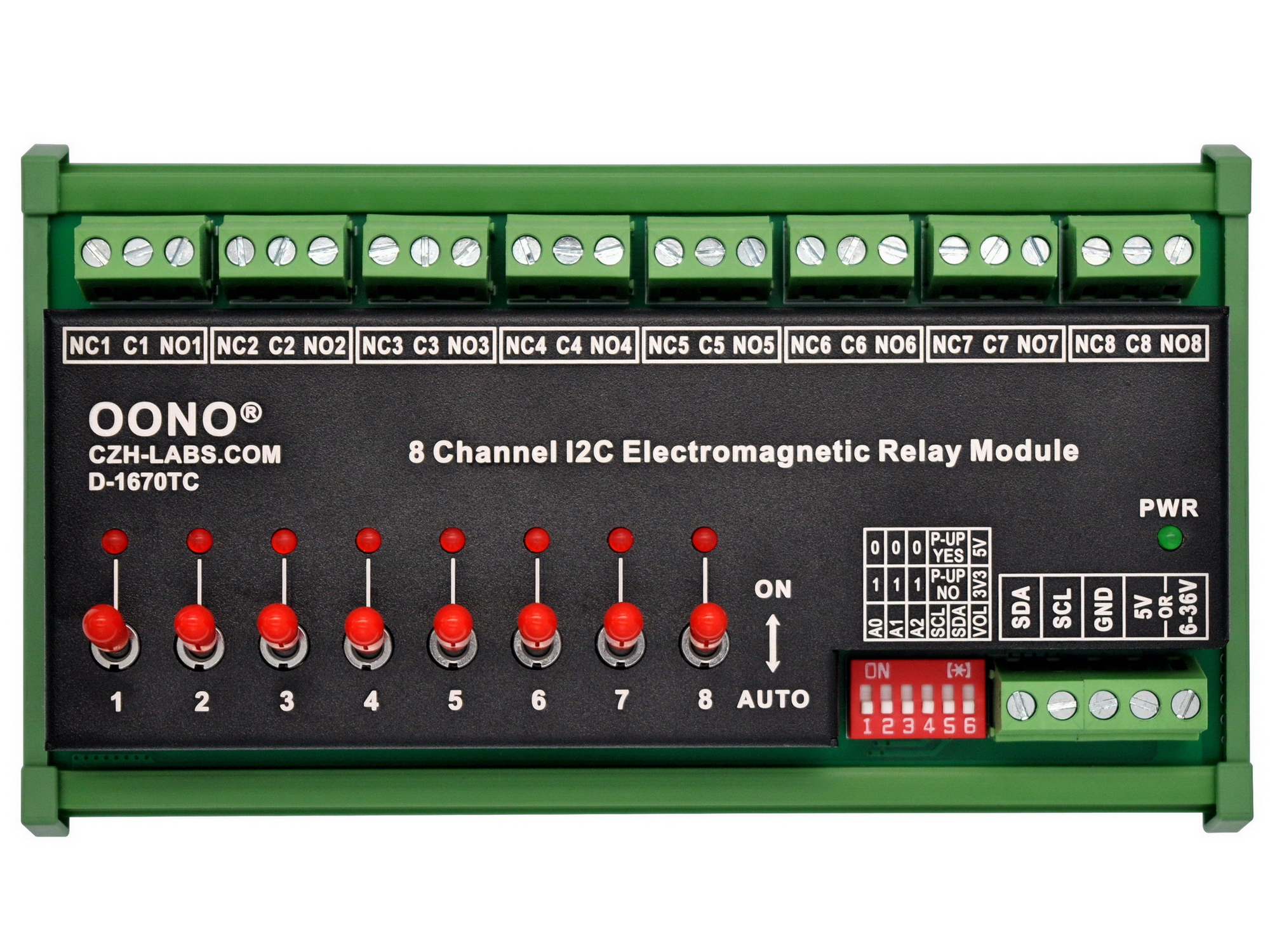 PCF8574 I2C 8 Channel SPDT 10 Amp Electromagnetic Power Relay Module ...