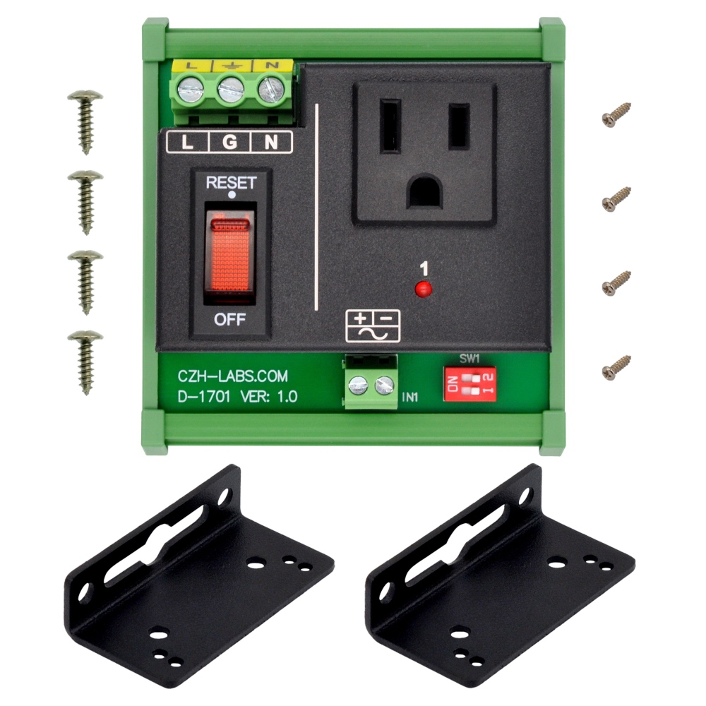 AC Power 1 Channel IoT Relay Outlet Module, DIN Rail or Screw Mounting, Support Normally-OFF Normally-ON Always-OFF Always-ON