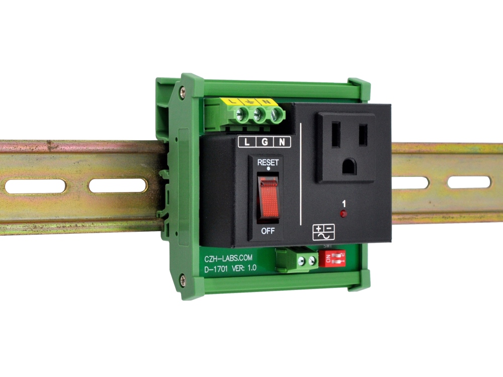 AC Power 1 Channel IoT Relay Outlet Module, DIN Rail or Screw Mounting, Support Normally-OFF Normally-ON Always-OFF Always-ON