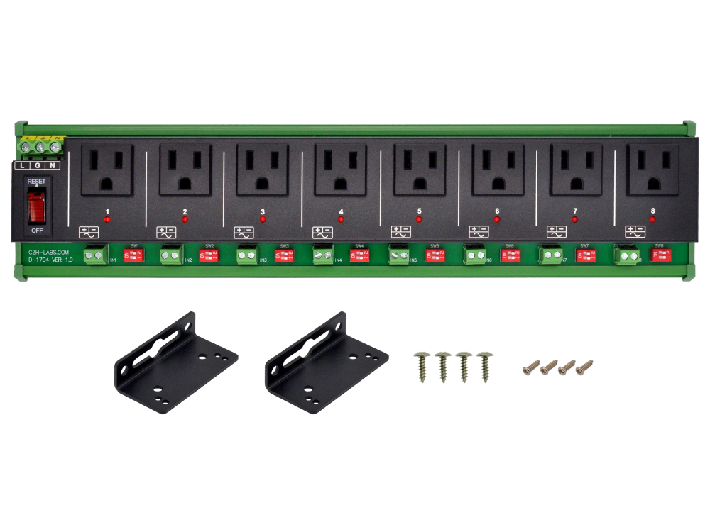 AC Power 8 Channel IoT Relay Outlet Module, DIN Rail or Screw Mounting, Support Normally-OFF Normally-ON Always-OFF Always-ON