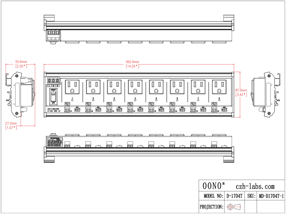 AC Power 8 Channel IoT Relay Outlet Module, DIN Rail or Screw Mounting, Support Normally-OFF Normally-ON Always-OFF Always-ON