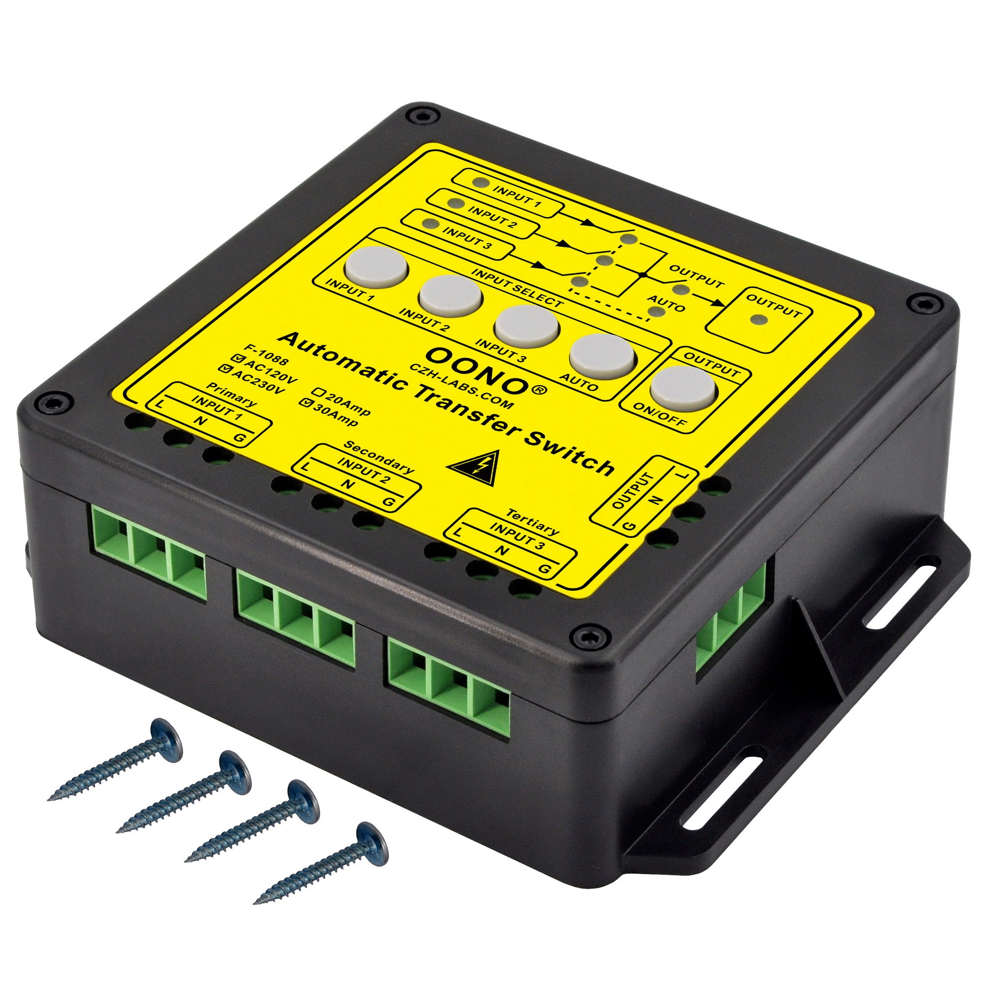 AC Automatic Transfer Switch, 3 Input Source 85 - 265VAC 30 Amp, F-1088/30A