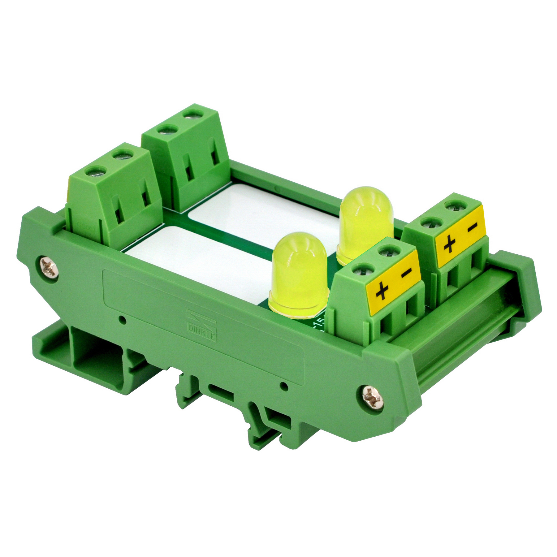DIN Rail Mount DC 5-32V 2 Channel Yellow 10mm LED Indicator Light Module